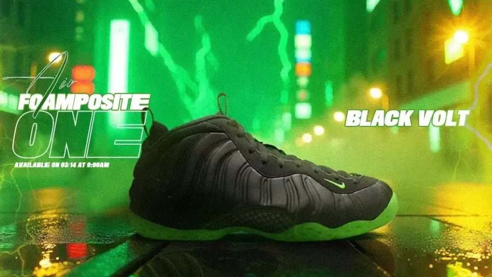 Electric Energy: Nike Air Foamposite One “Black Volt” Drops Soon display picture 1