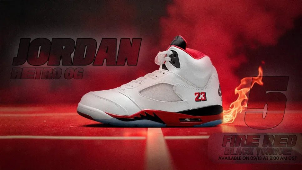 Men's Air Jordan 5 OG “Fire Red Black Tongue” - Release 2025