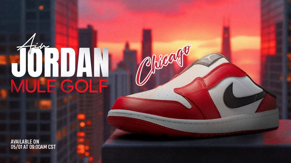 新品未使用AIR JORDAN1 MULE GOLF Chicago AIR JORDAN 1 MULE GOLF “CHICAGO”: ICONIC HERITAGE, BUILT FOR COURSE