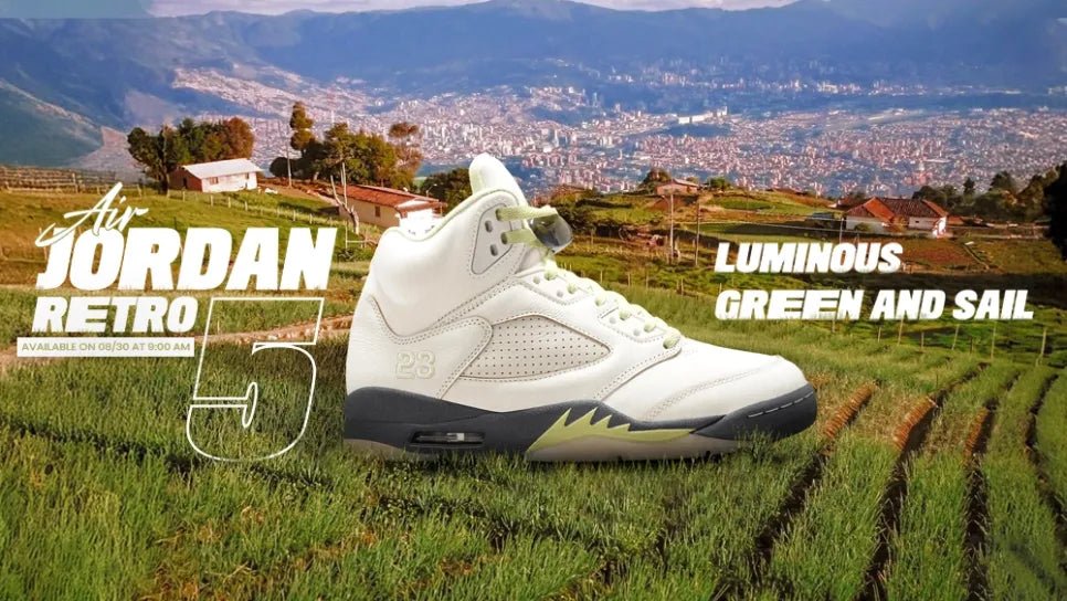 Women's Air Jordan 5 Retro "Luminous Green and Sail" banner