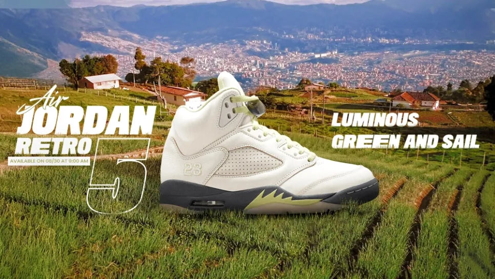 Women's Air Jordan 5 Retro "Luminous Green and Sail" banner