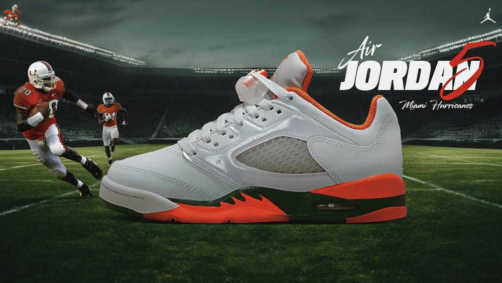 Air Jordan 5 Retro "Miami Hurricanes" - Tops and Bottoms USA