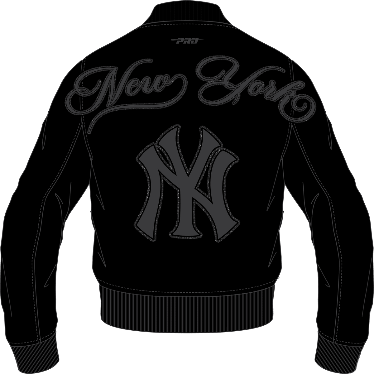 Men's New York Yankees Blackout Leather Varsity Jacket Pro Standard - Tops and Bottoms USA