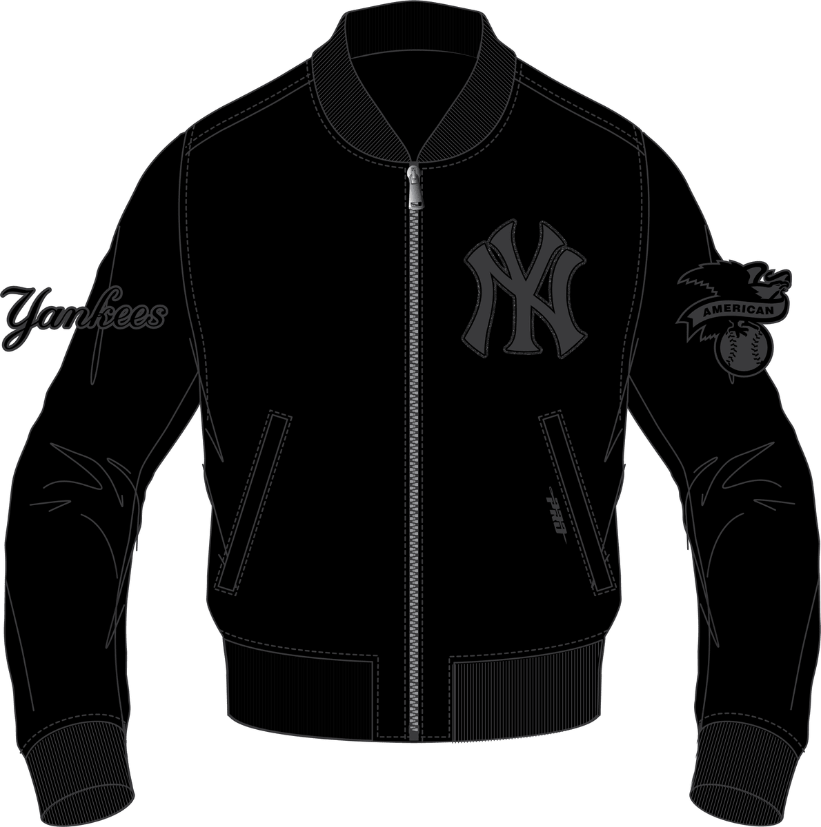 Men's New York Yankees Blackout Leather Varsity Jacket Pro Standard - Tops and Bottoms USA