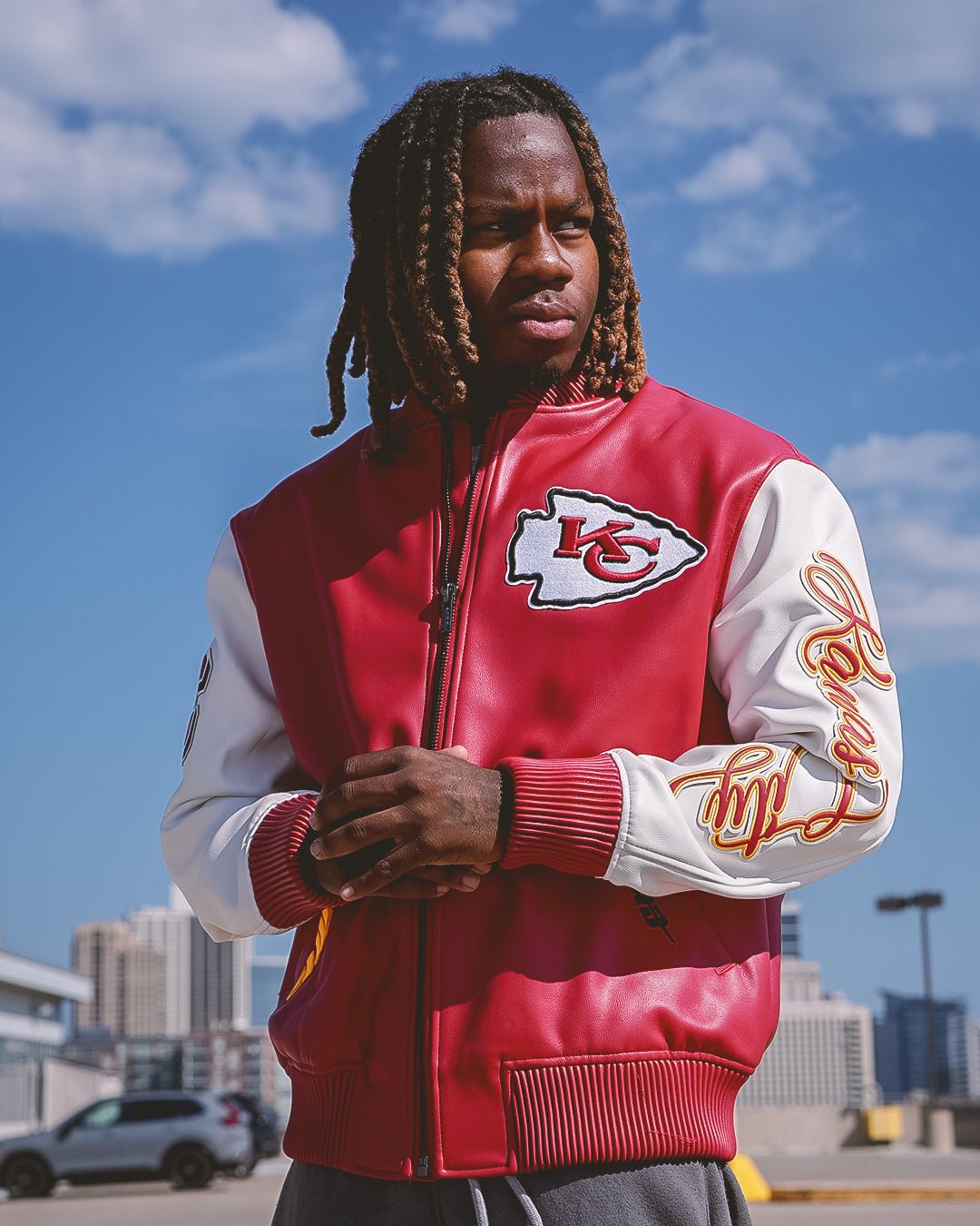 Men's Kansas City Chiefs Leather Varsity Jacket Pro Standard - Tops and Bottoms USA