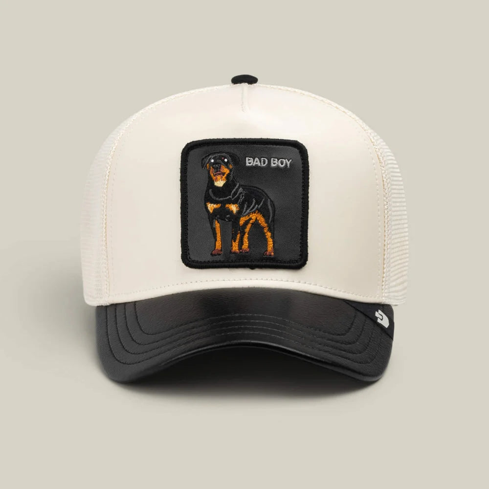 Faux Leather Rottweiler Trucker Hat