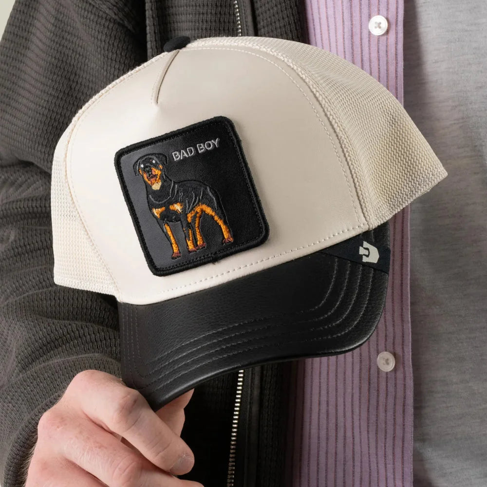 Faux Leather Rottweiler Trucker Hat