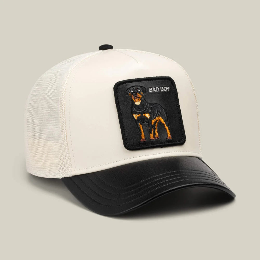 Faux Leather Rottweiler Trucker Hat