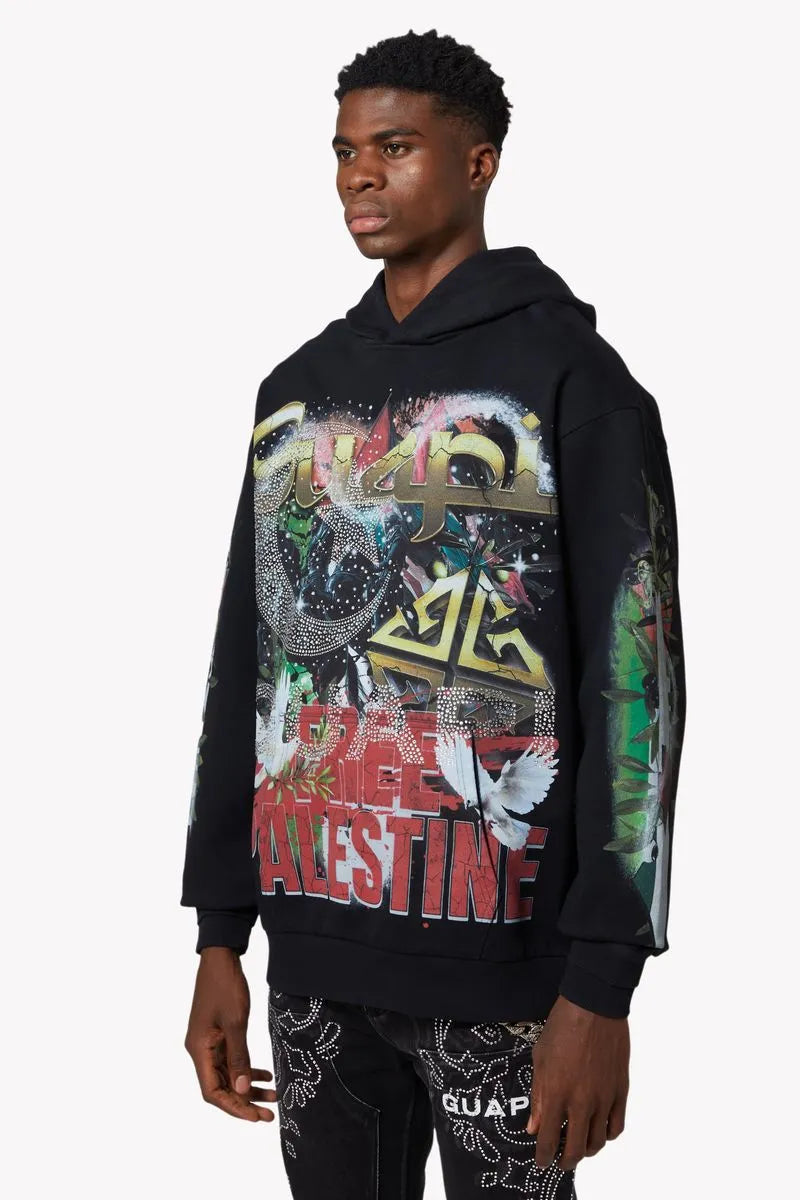 Men's Black Free Palestine Hoodie