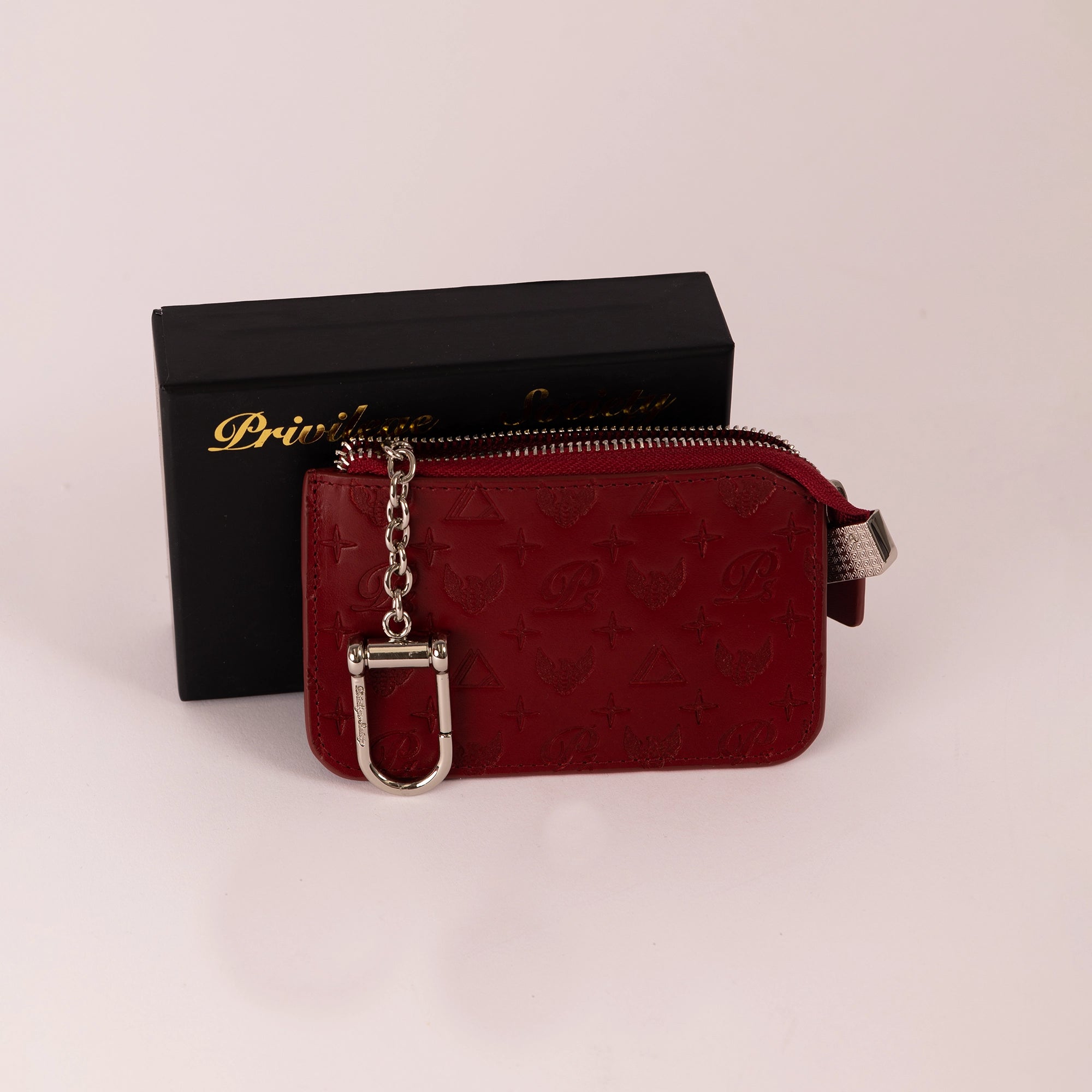 Men's Monogram Leather Keychain Wallet Privilege Society - Tops and Bottoms USA