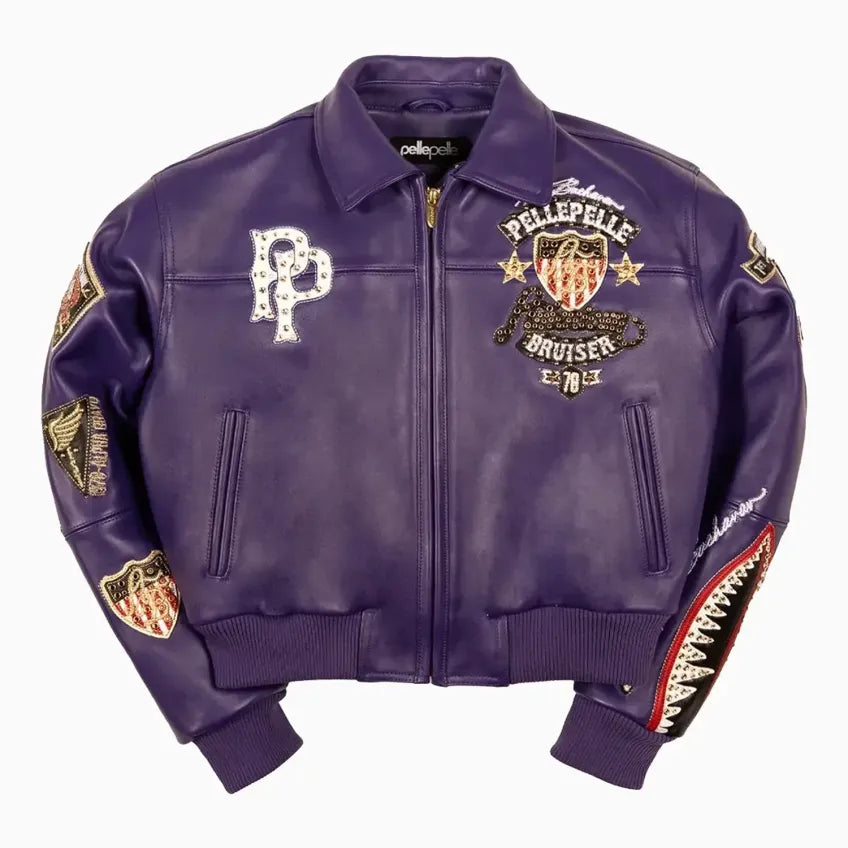 pelle pelle レザージャケット　紫 サイズ12 Pelle Pelle Women's American Bruiser Crop Leather Jacket