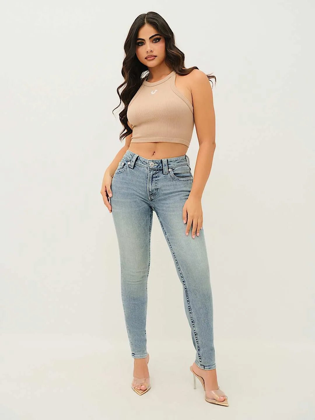 Women's Jennie Mid Rise Curvy Skinny Jean Pant True Religion - Tops and Bottoms USA