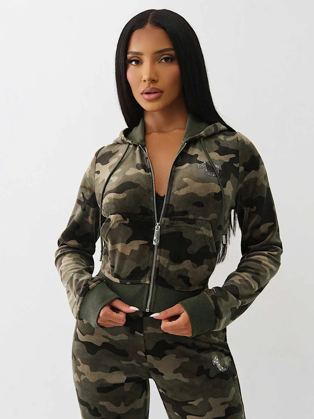 Women's Camo Velour Shrunken Outfit