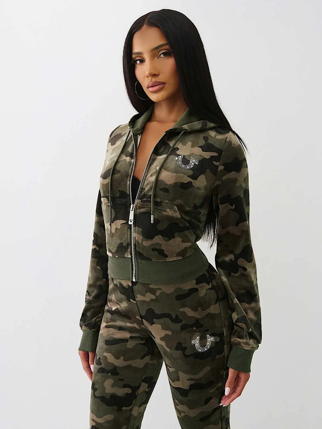 Women's Camo Velour Shrunken Outfit