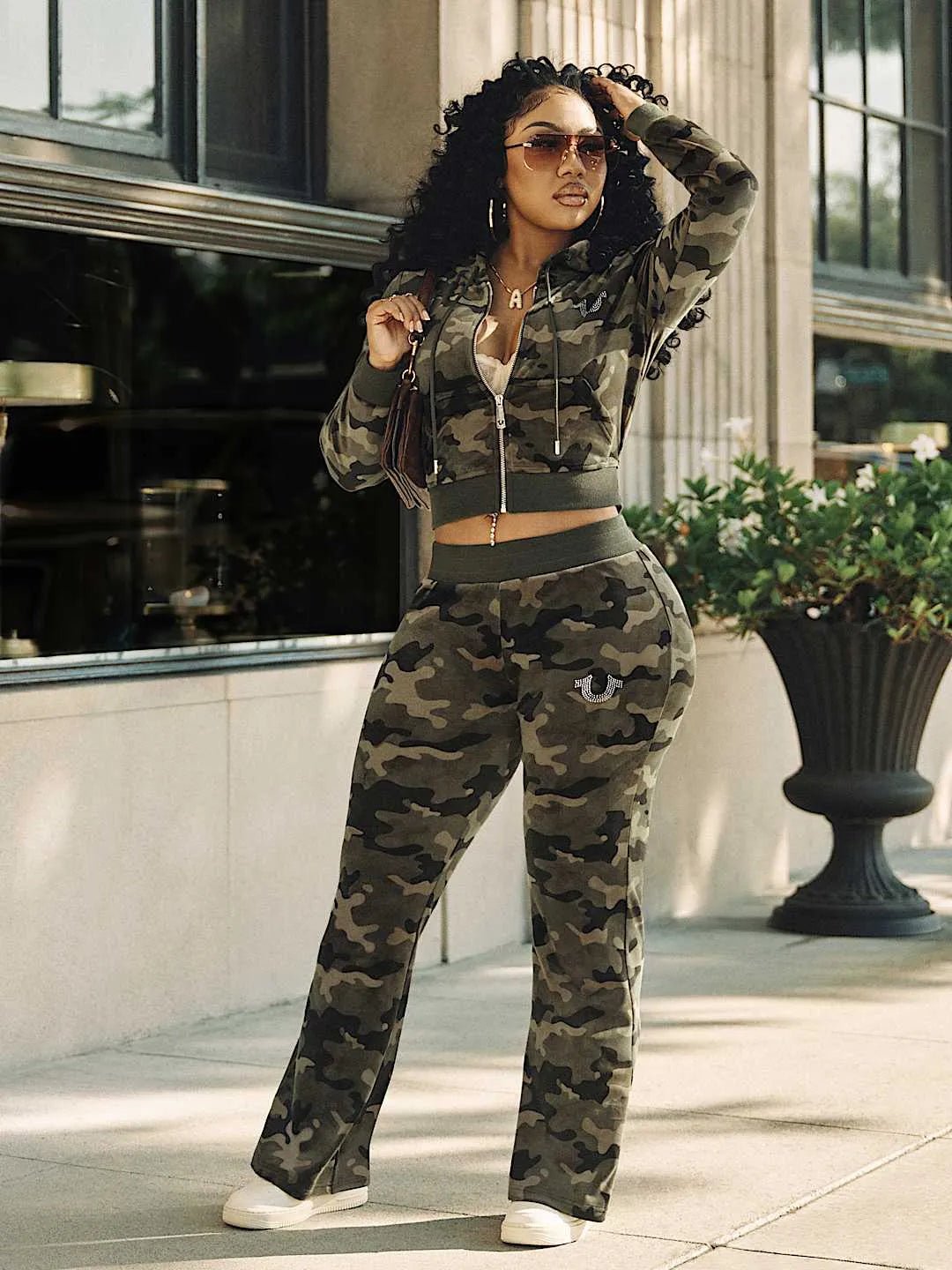 Women's Camo Velour Shrunken Outfit True Religion - Tops and Bottoms USA