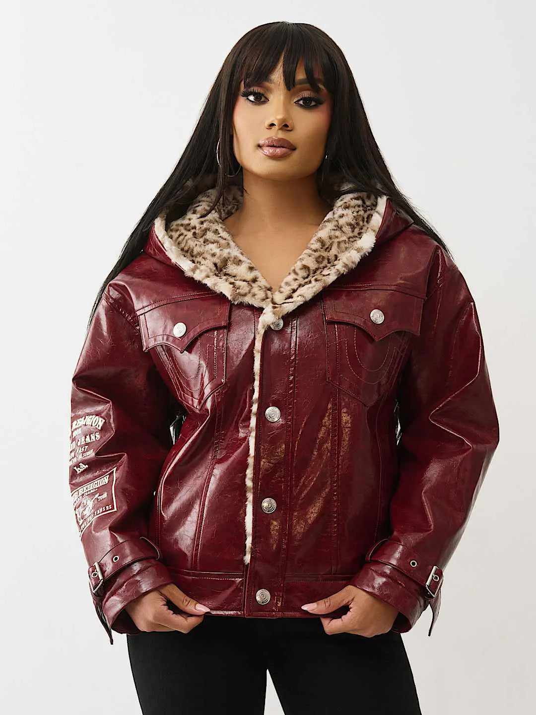 Women's Oversize Patent Leather Jacket