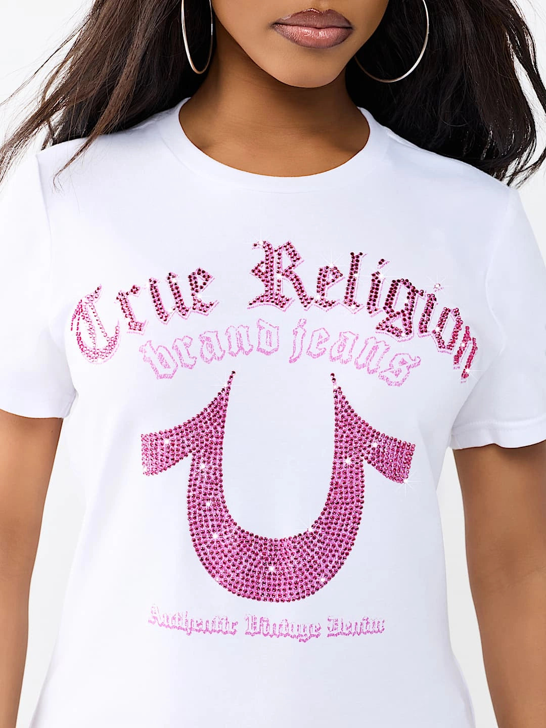 Women's Crystal Horseshoe Crew Neck T-Shirt