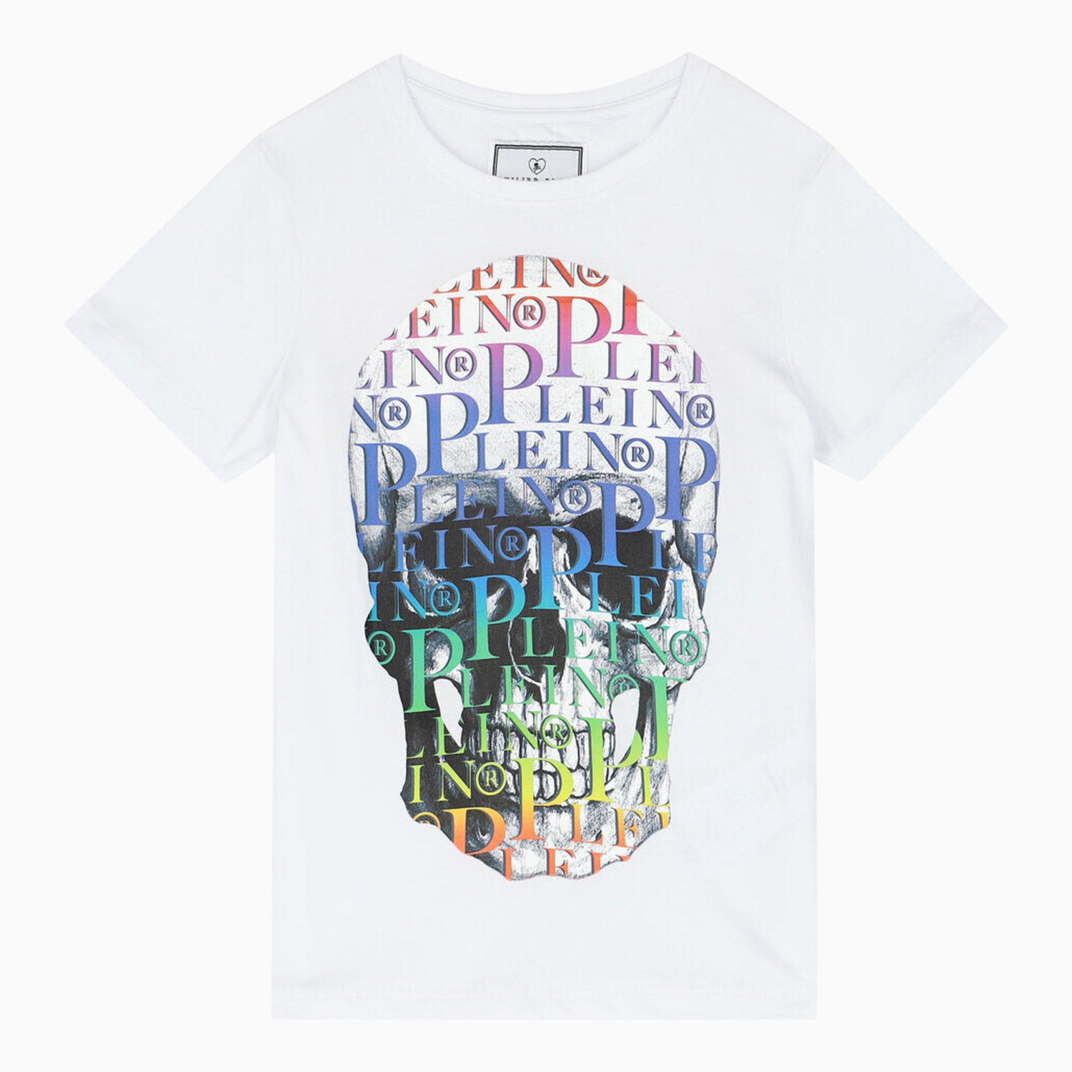 phillpp-plein-kids-rainbow-skull-and-plein-short-sleeve-t-shirt-2sm001-laa23-10101