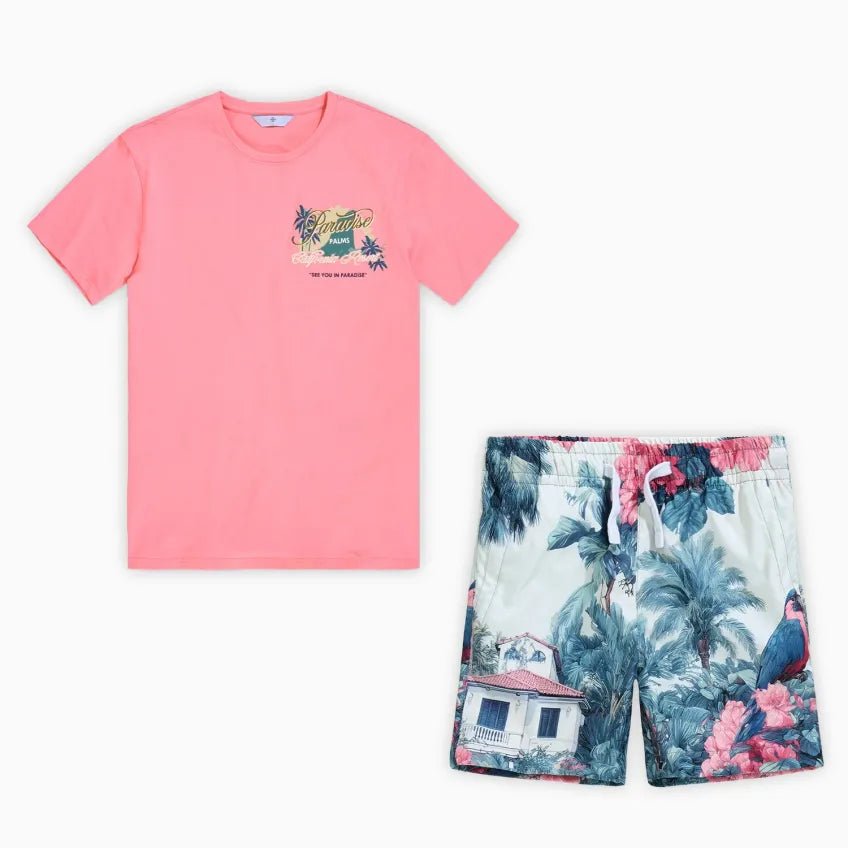 Kid's Paradise Palms T-Shirt and Shorts Outfit Jordan Craig - Tops and Bottoms USA