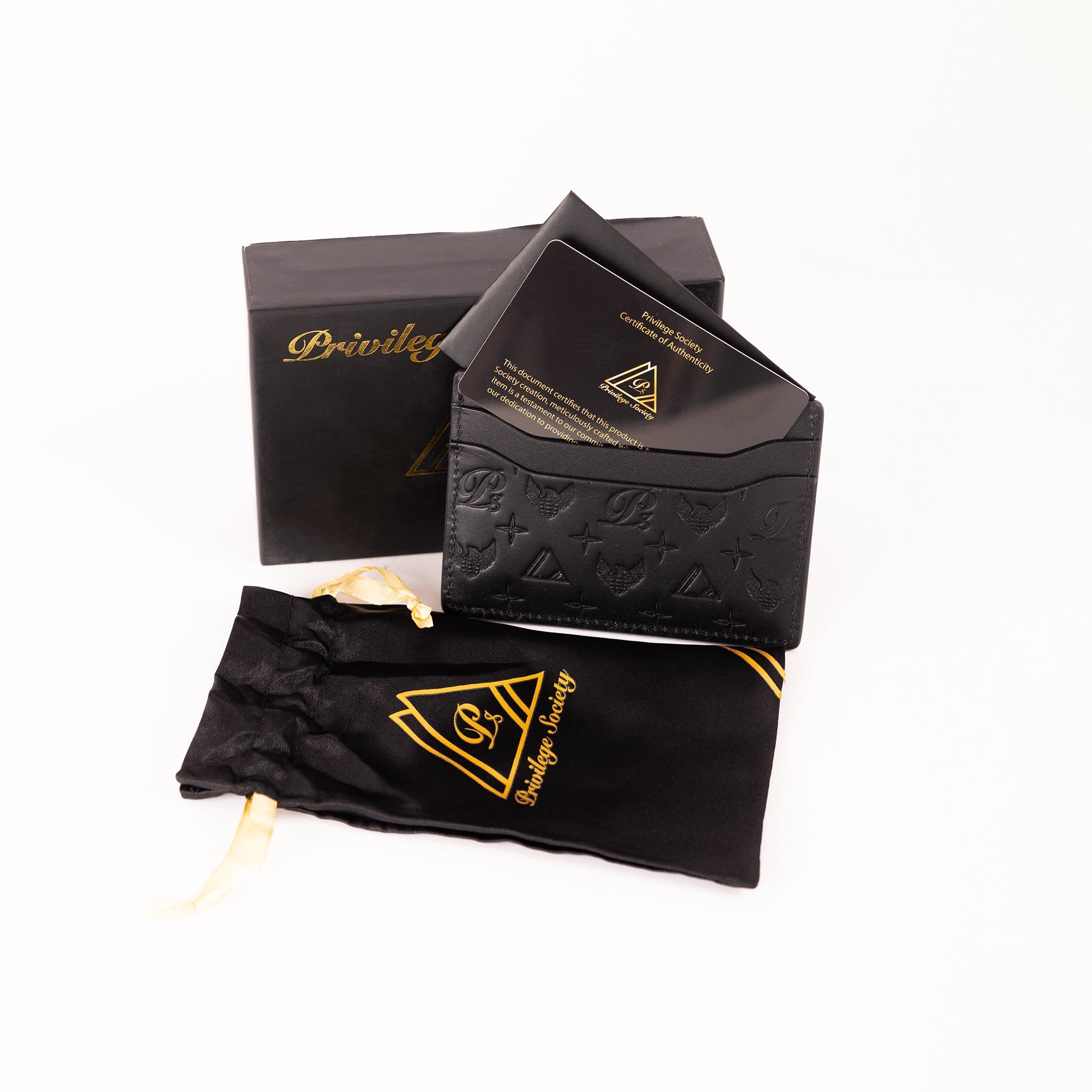 Men's Monogram Leather CC Wallet Privilege Society - Tops and Bottoms USA