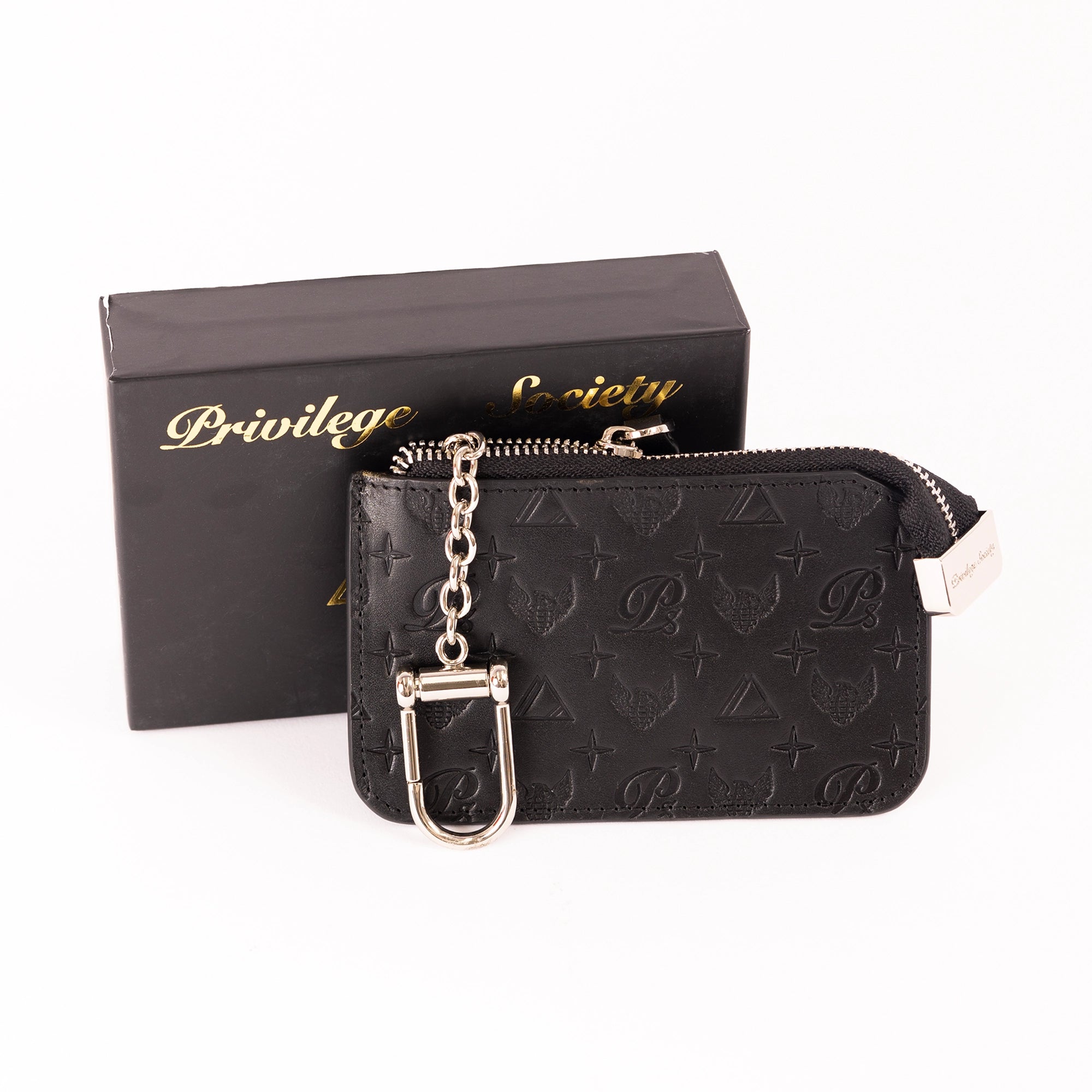 Men's Monogram Leather Keychain Wallet Privilege Society - Tops and Bottoms USA