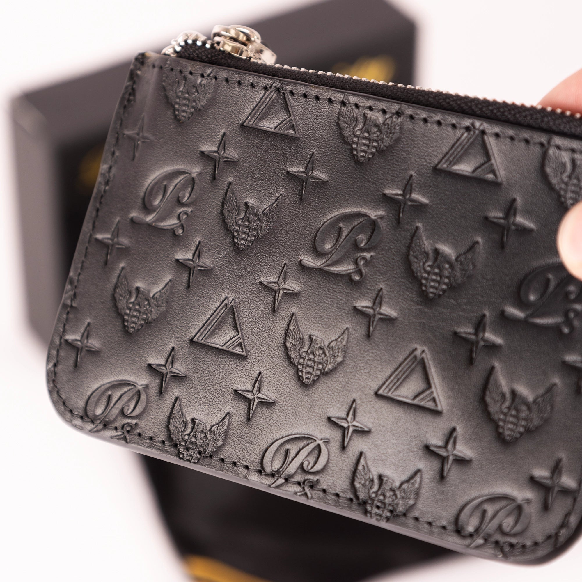 Men's Monogram Leather Keychain Wallet Privilege Society - Tops and Bottoms USA