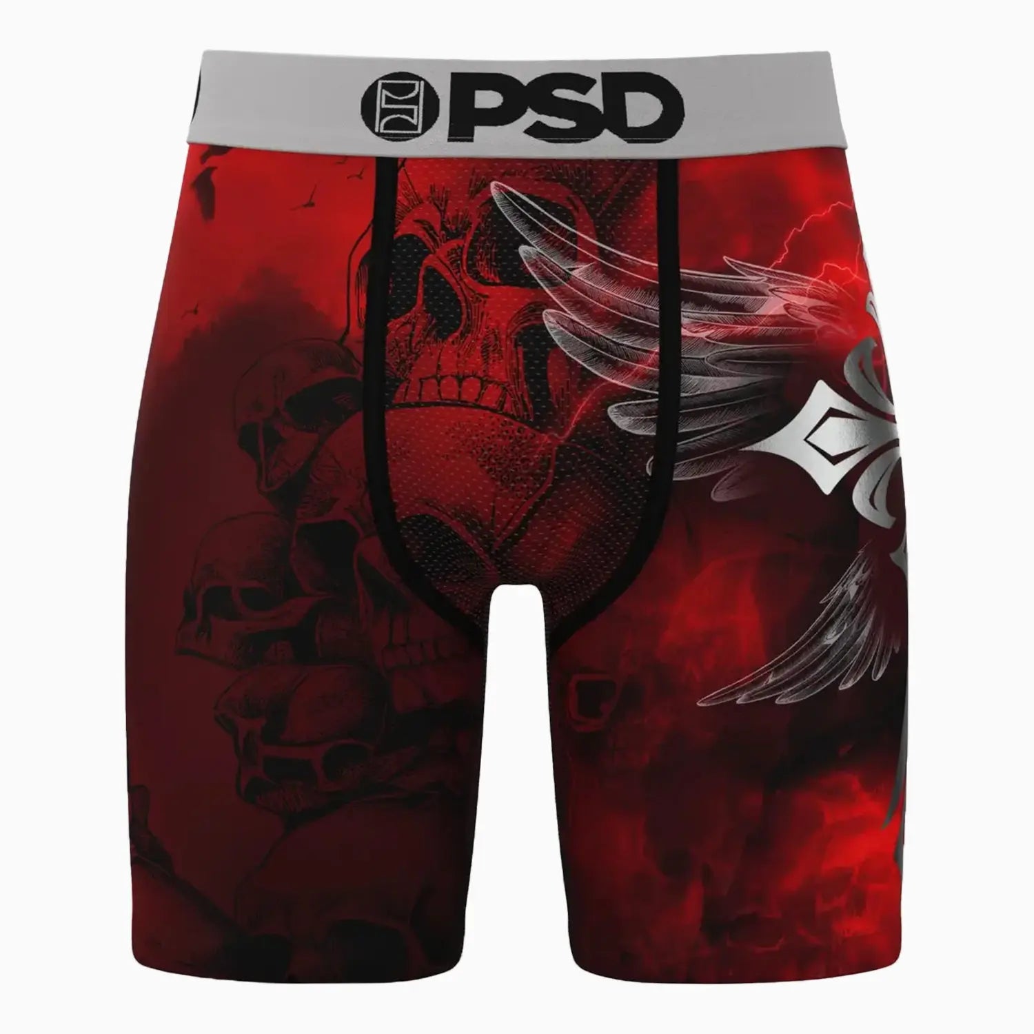 Men's Silver Wing Red Standard Length Boxer PSD Underwear - Tops and Bottoms USA