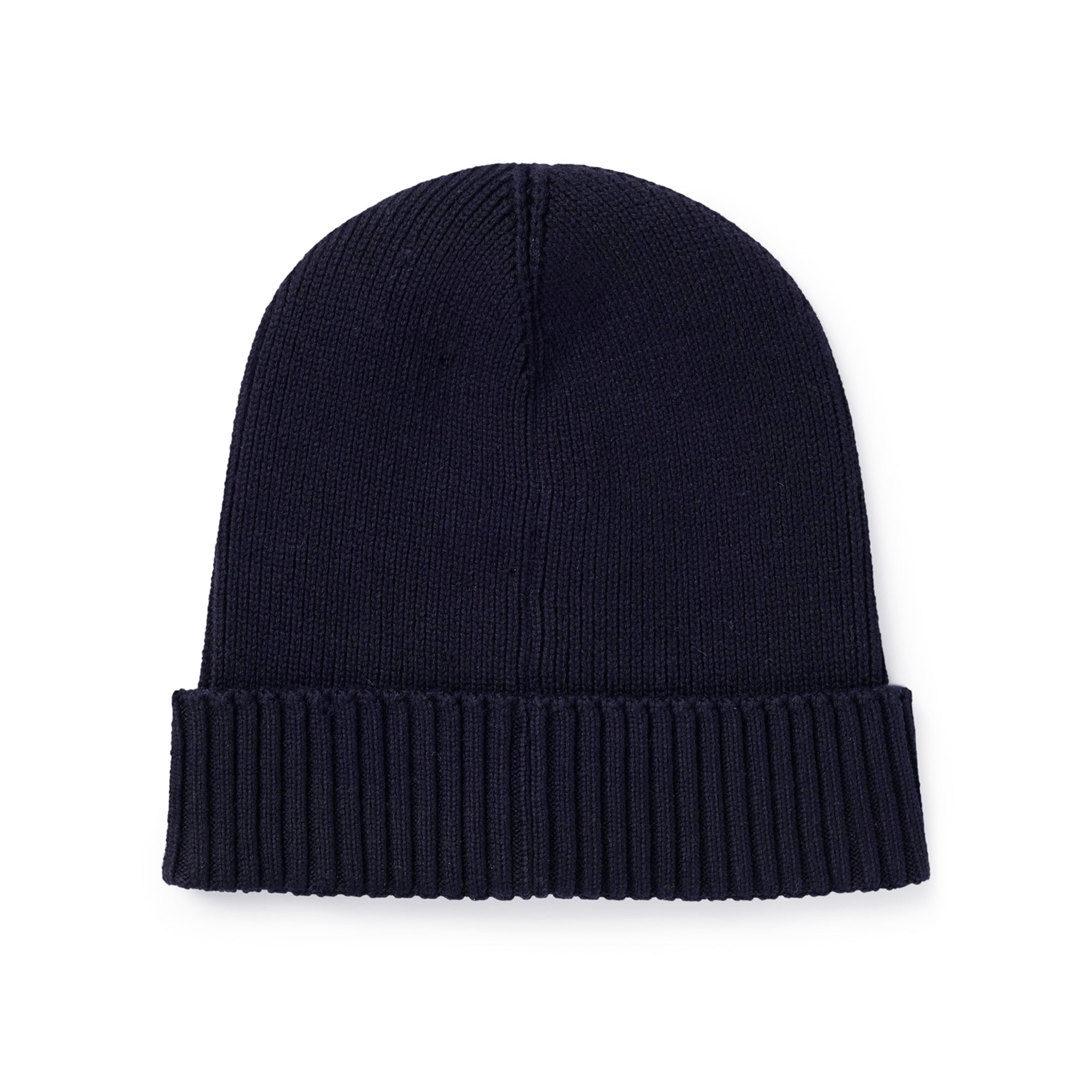 Logo Detail Beanie Hat in Cotton and Virgin Wool