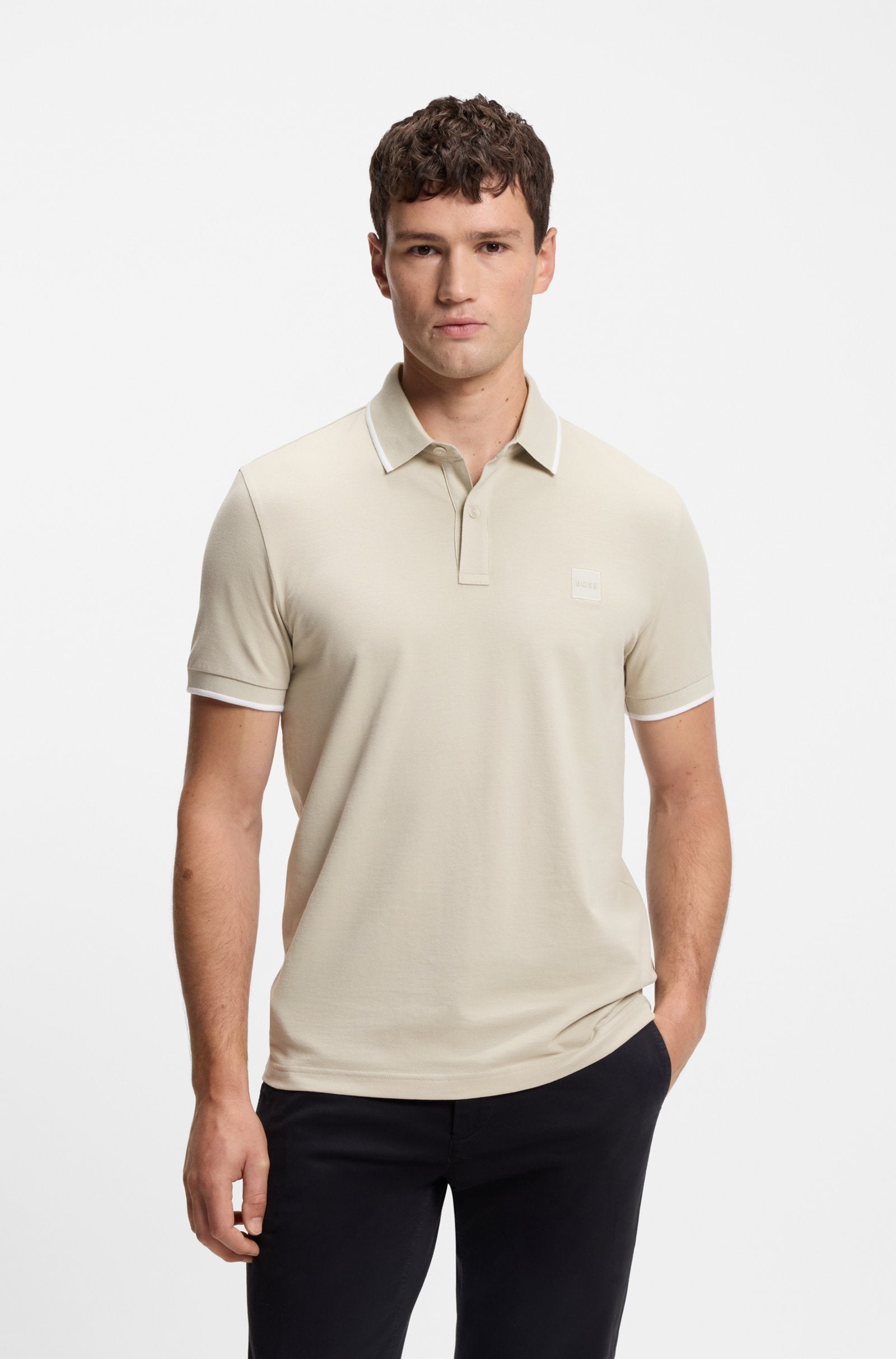 Men's Slim Fit Polo Shirt in Stretch-Cotton Piqué