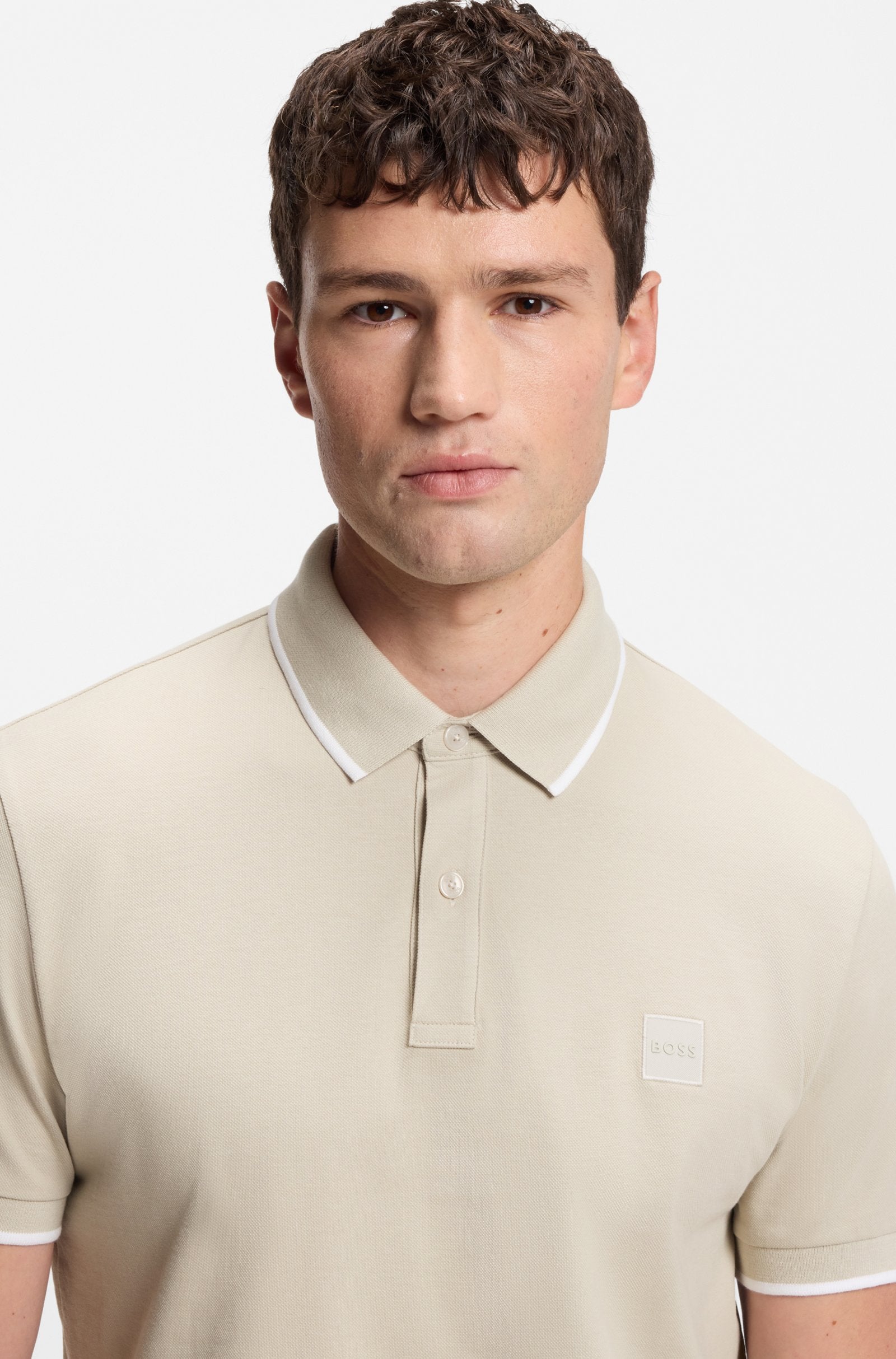 Men's Slim Fit Polo Shirt in Stretch-Cotton Piqué