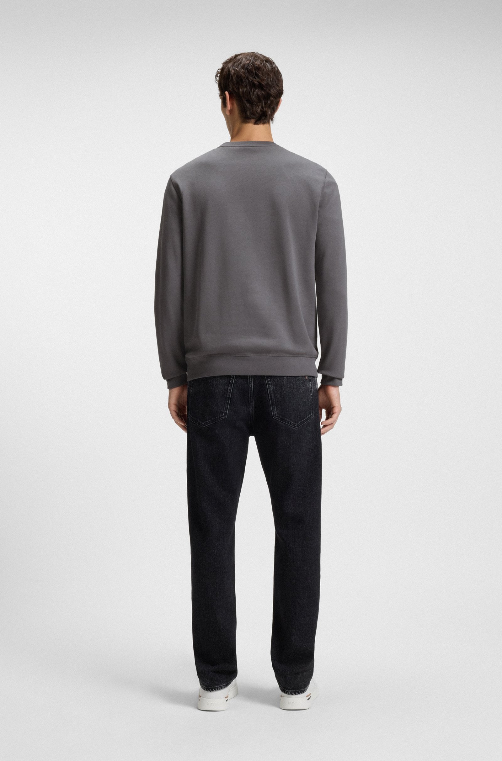 Men's Cotton Terry Sweatshirt with Logo Patch