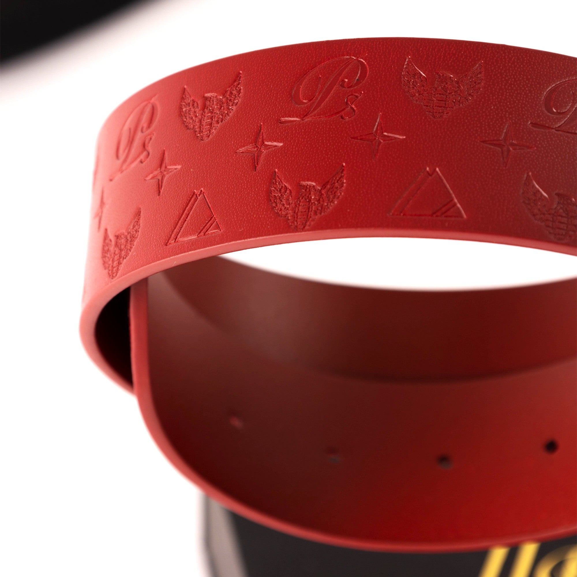 Men's Monogram Leather HC Belt Silver Red