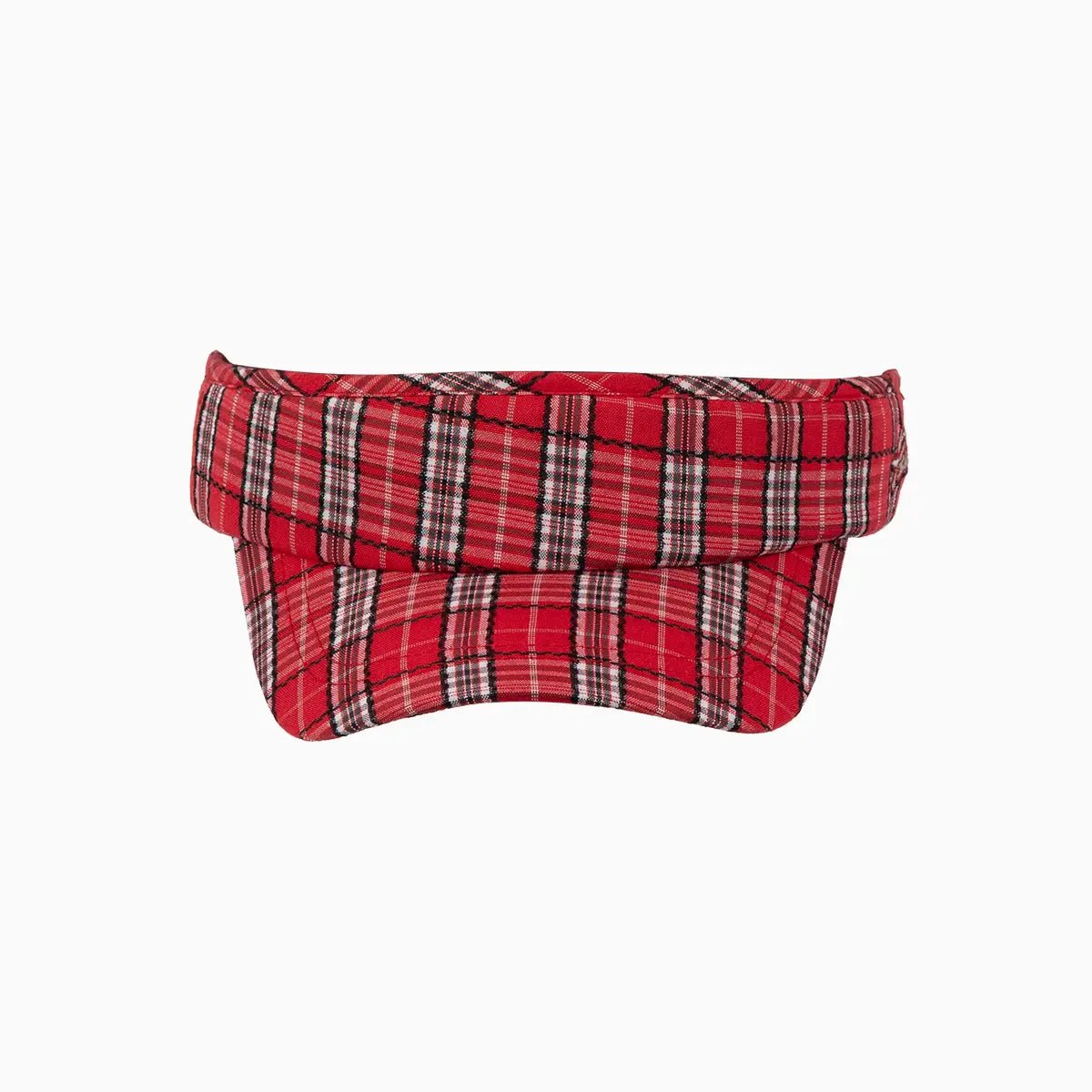 Classic Red Tartan Visor Cap Pelle Pelle - Tops and Bottoms USA