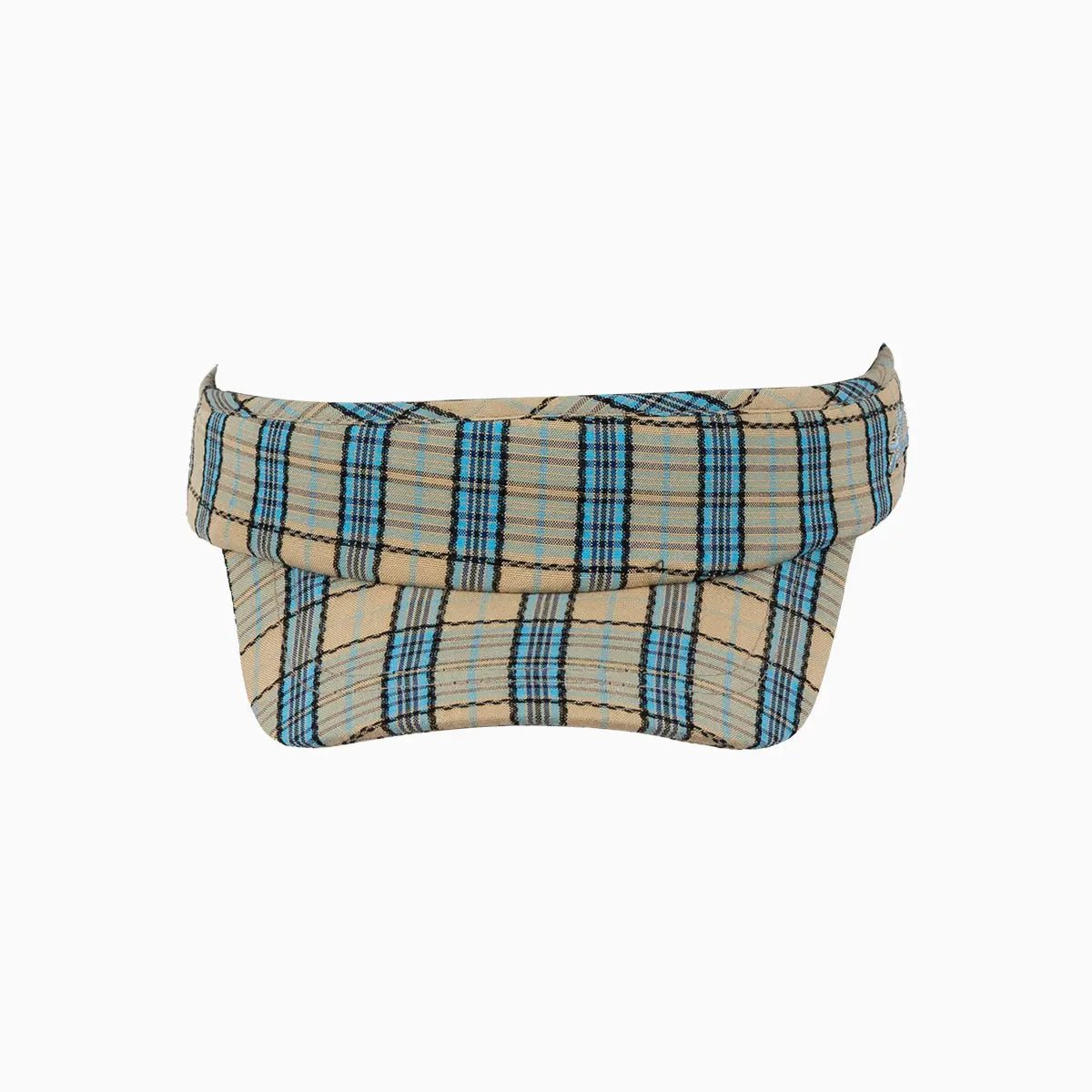 Classic Khaki Blue Tartan Adjustable Sports Visor Pelle Pelle - Tops and Bottoms USA