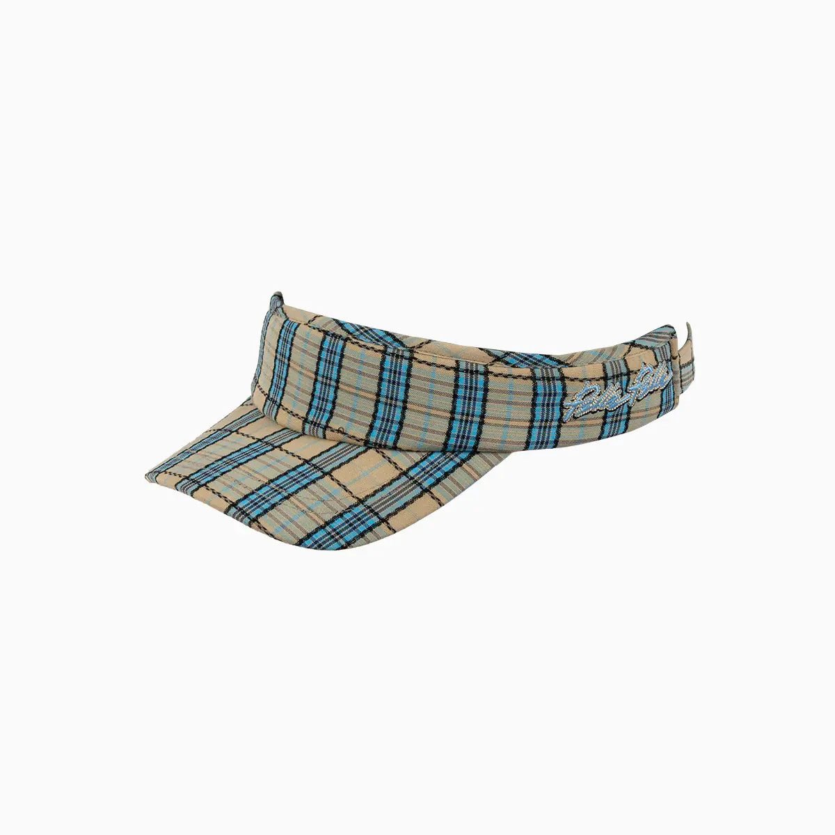 Classic Khaki Blue Tartan Adjustable Sports Visor Pelle Pelle - Tops and Bottoms USA