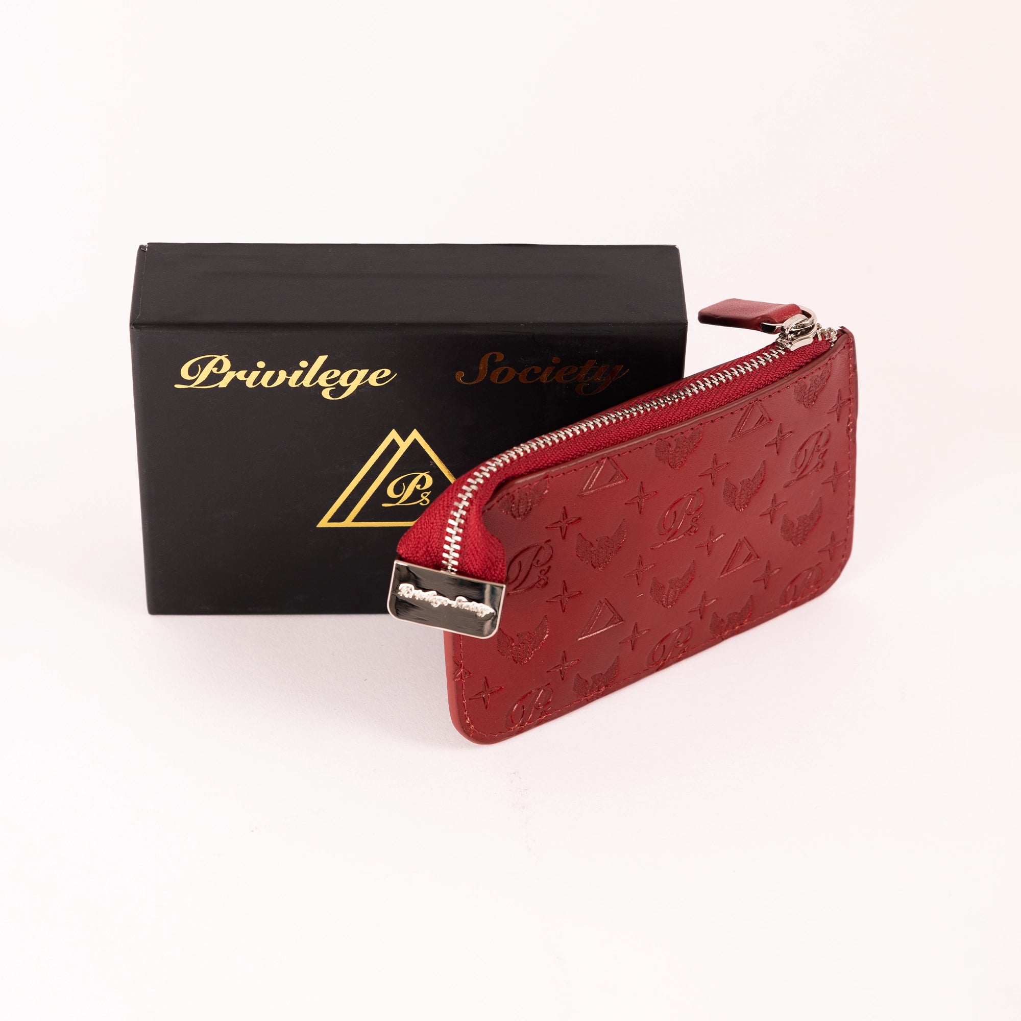 Men's Monogram Leather Keychain Wallet Privilege Society - Tops and Bottoms USA