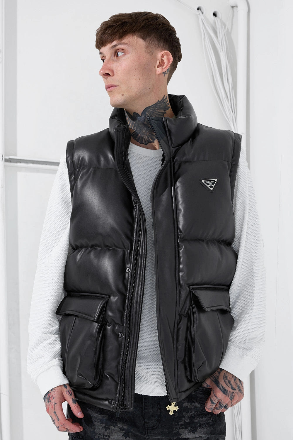 Men's Puffy Pu Vest