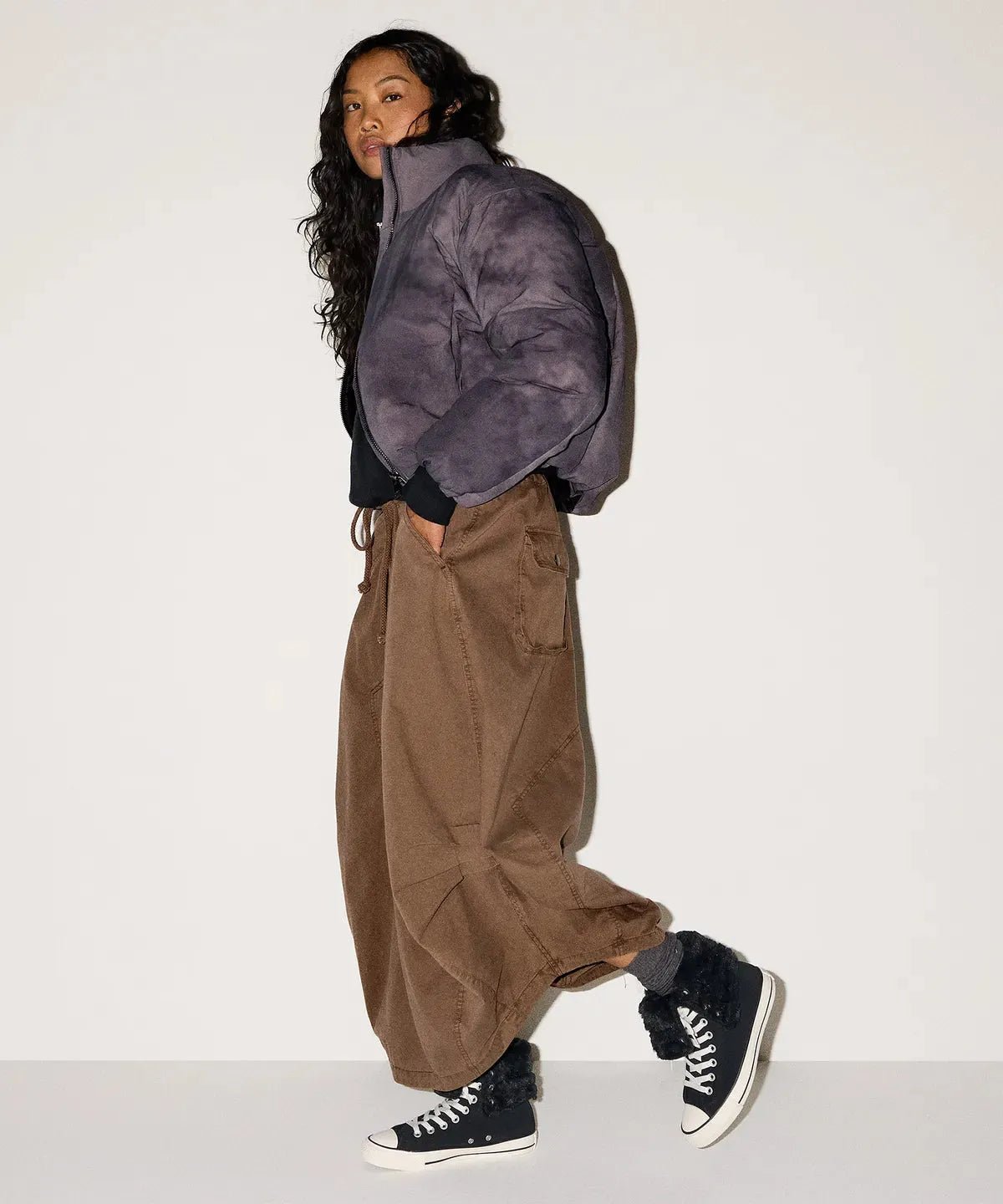 Women's All Star Fold Over Hi Faux Fur Converse - Tops and Bottoms USA