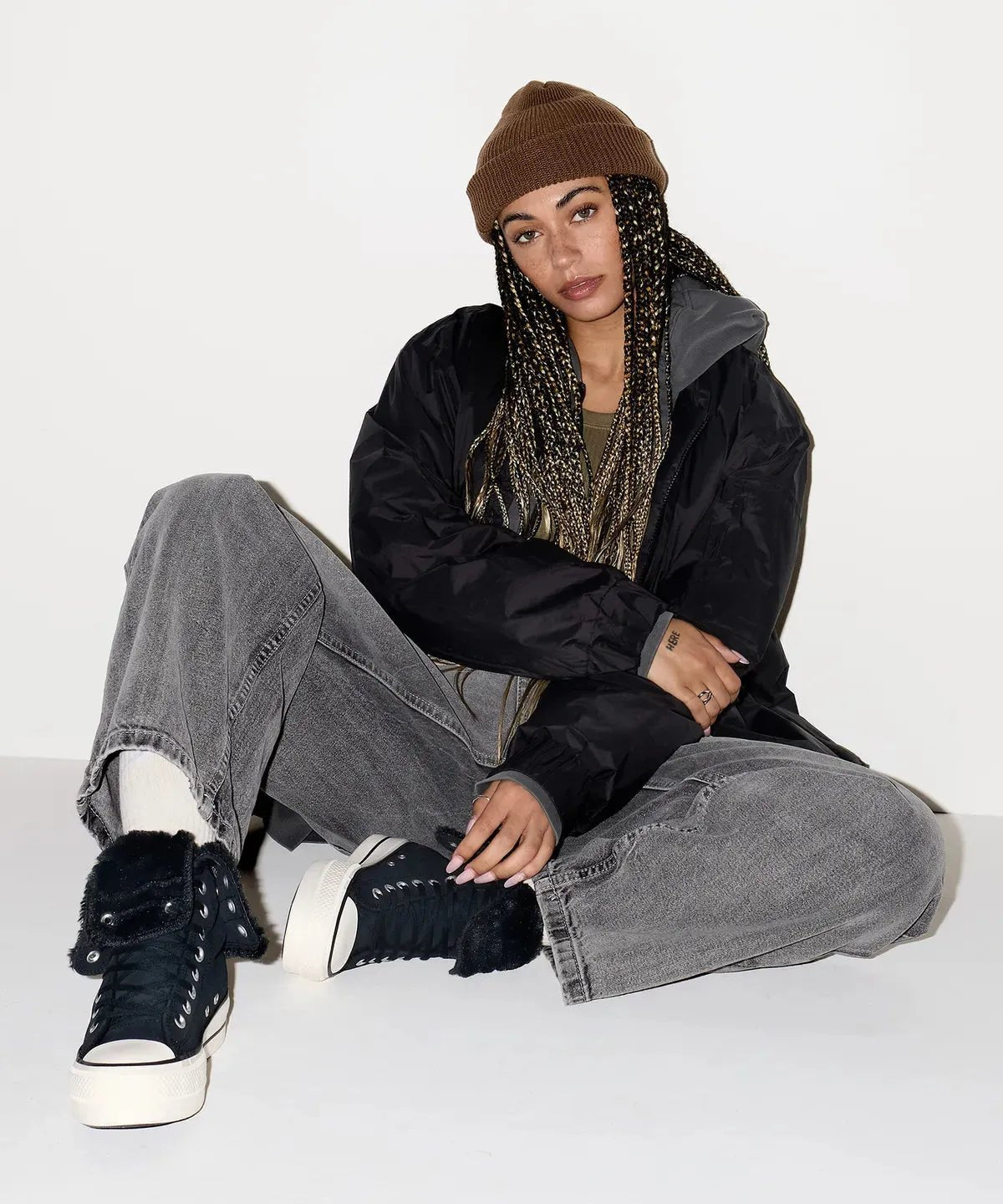 Women's All Star Fold Over Lift X-Hi Faux Fur Converse - Tops and Bottoms USA