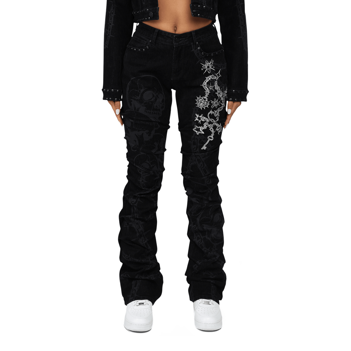 Women's High Rise Flocking Outfit Smoke Rise - Tops and Bottoms USA