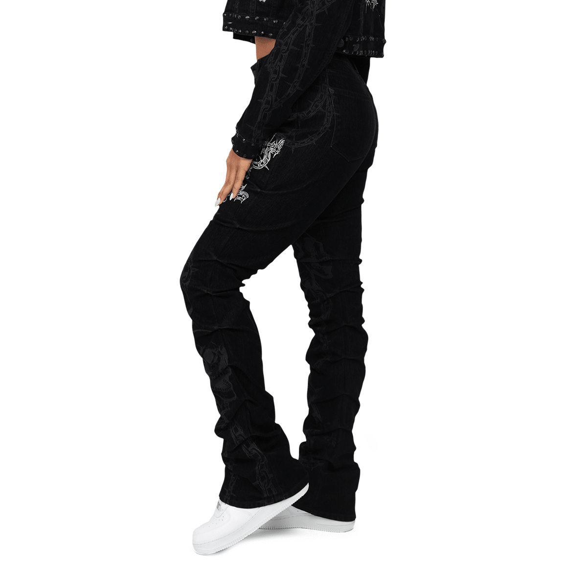 Women's High Rise Flocking Outfit Smoke Rise - Tops and Bottoms USA