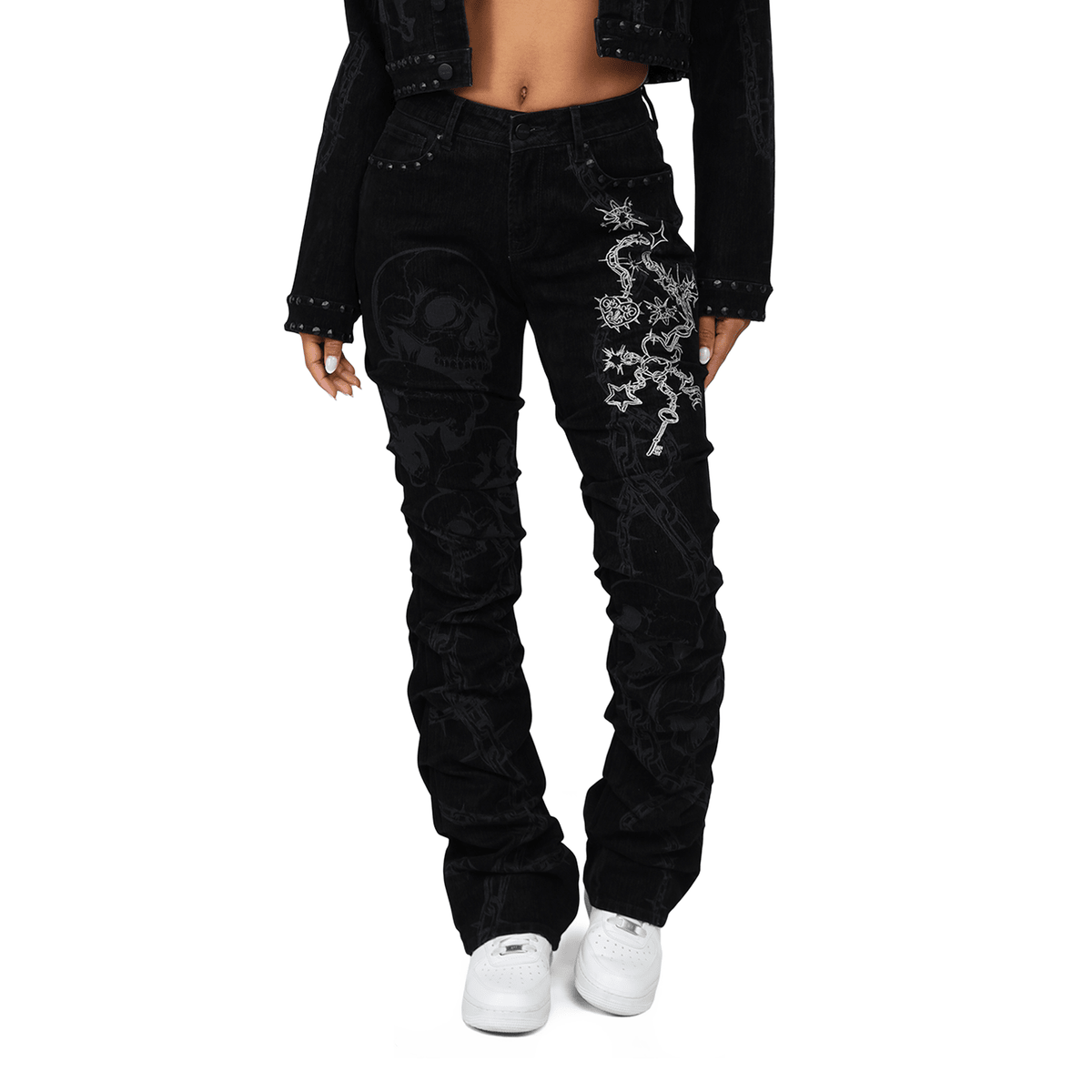 Women's High Rise Flocking Outfit Smoke Rise - Tops and Bottoms USA