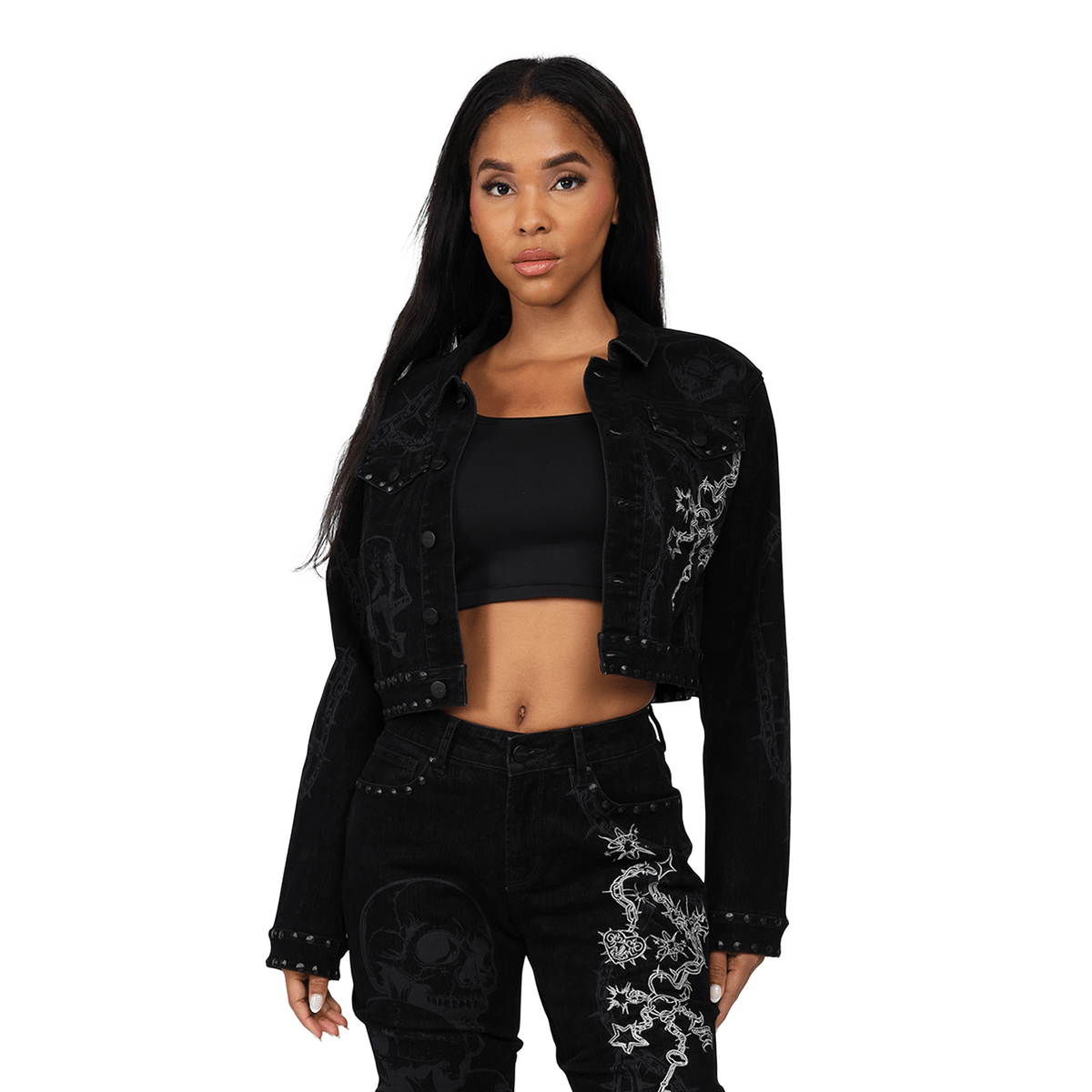Women's High Rise Flocking Outfit Smoke Rise - Tops and Bottoms USA