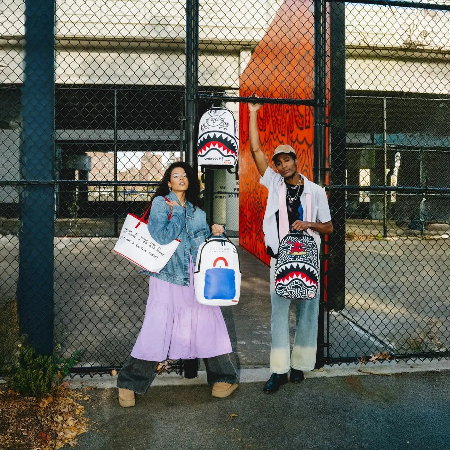 Keith Haring Embossed Shark Handbag Print Backpack