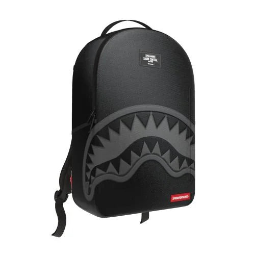 Shark Central Black Nylon Gray Embossed Backpack