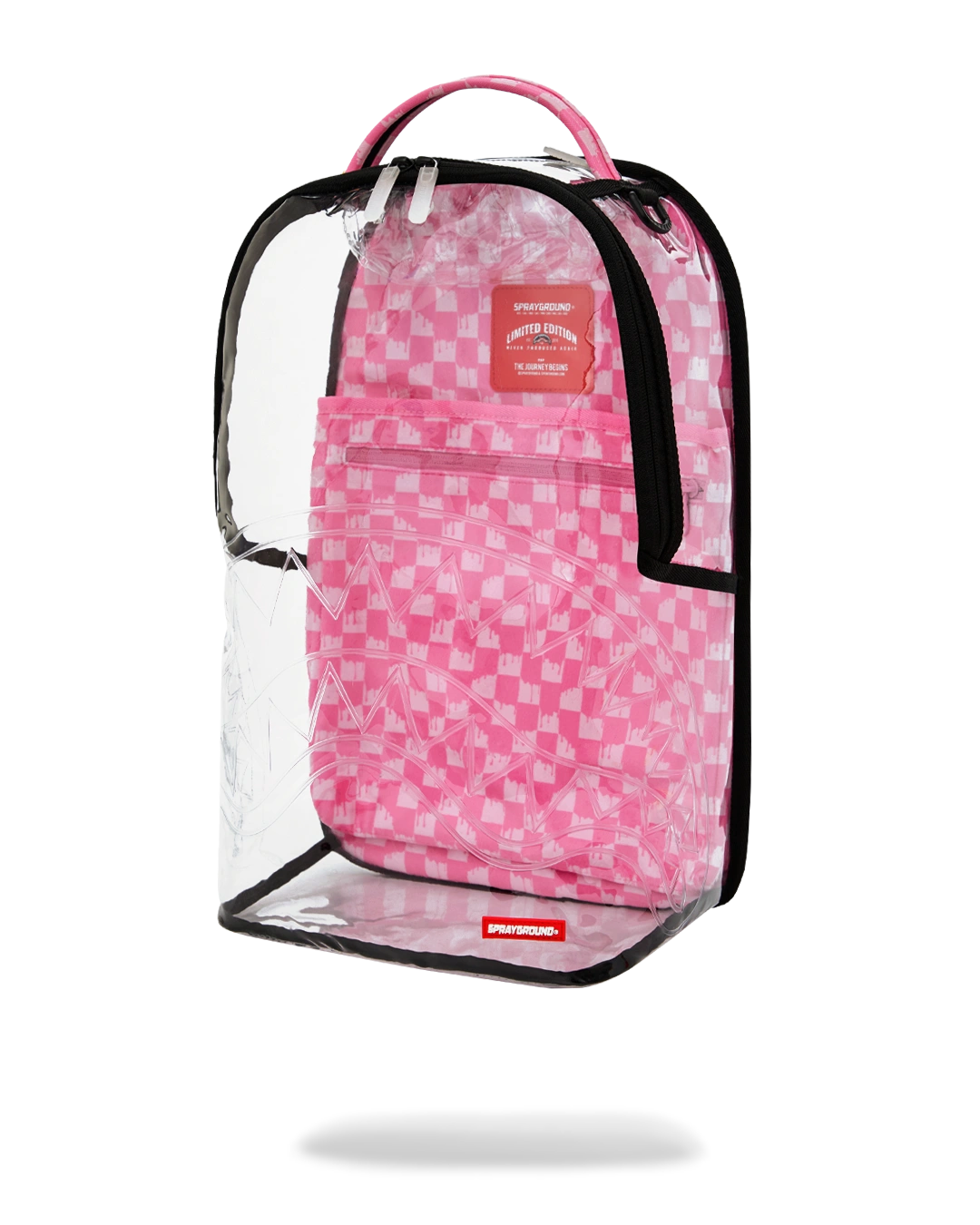 Clear Dlx Backpack Checked Out Pink Drip