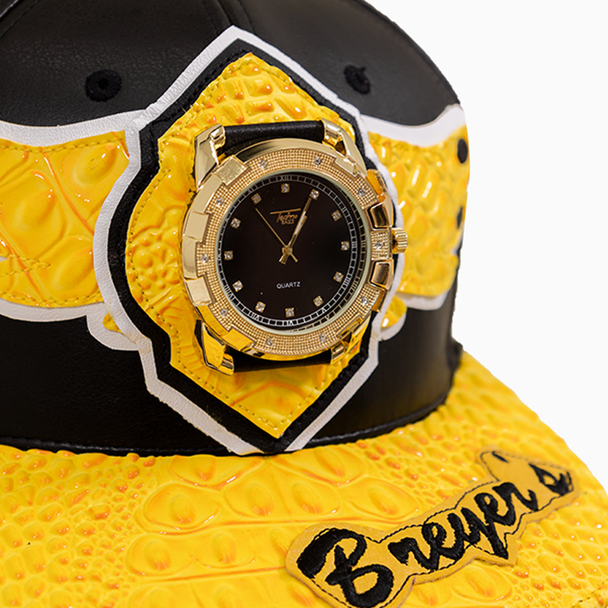 breyers-buck-50-leather-pattern-logo-hat-breyers-lwlgh-bl-yw