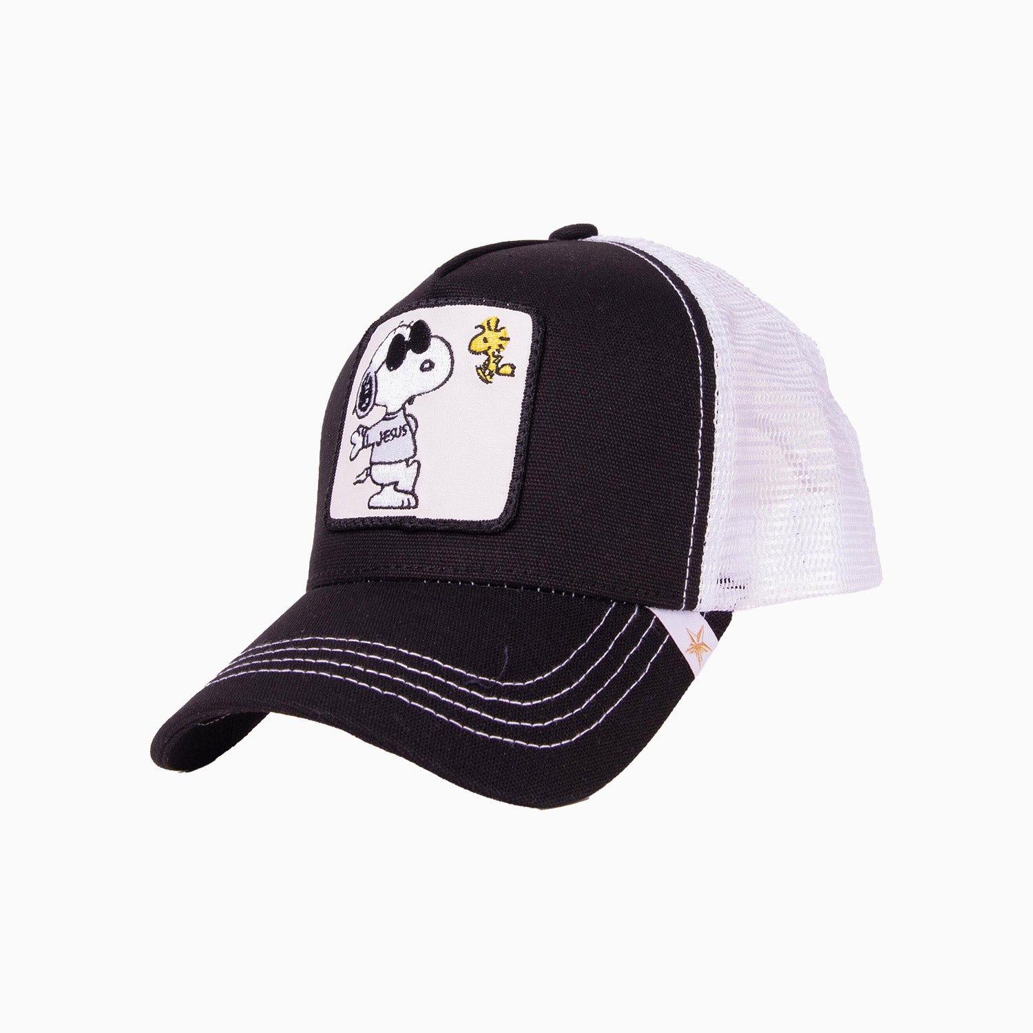 gold-star-hats-the-cartoon-black-white-trucker-hat-car05-black