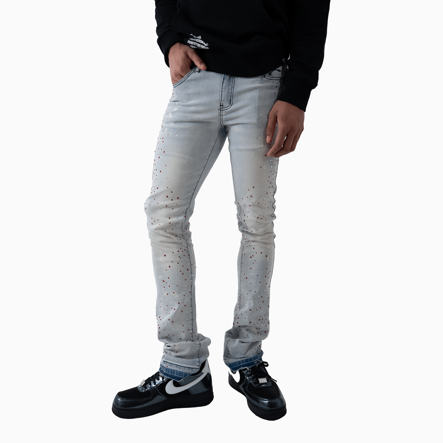 Men's Wash Denim With Pink Stone Pant Denimicity - Tops and Bottoms USA