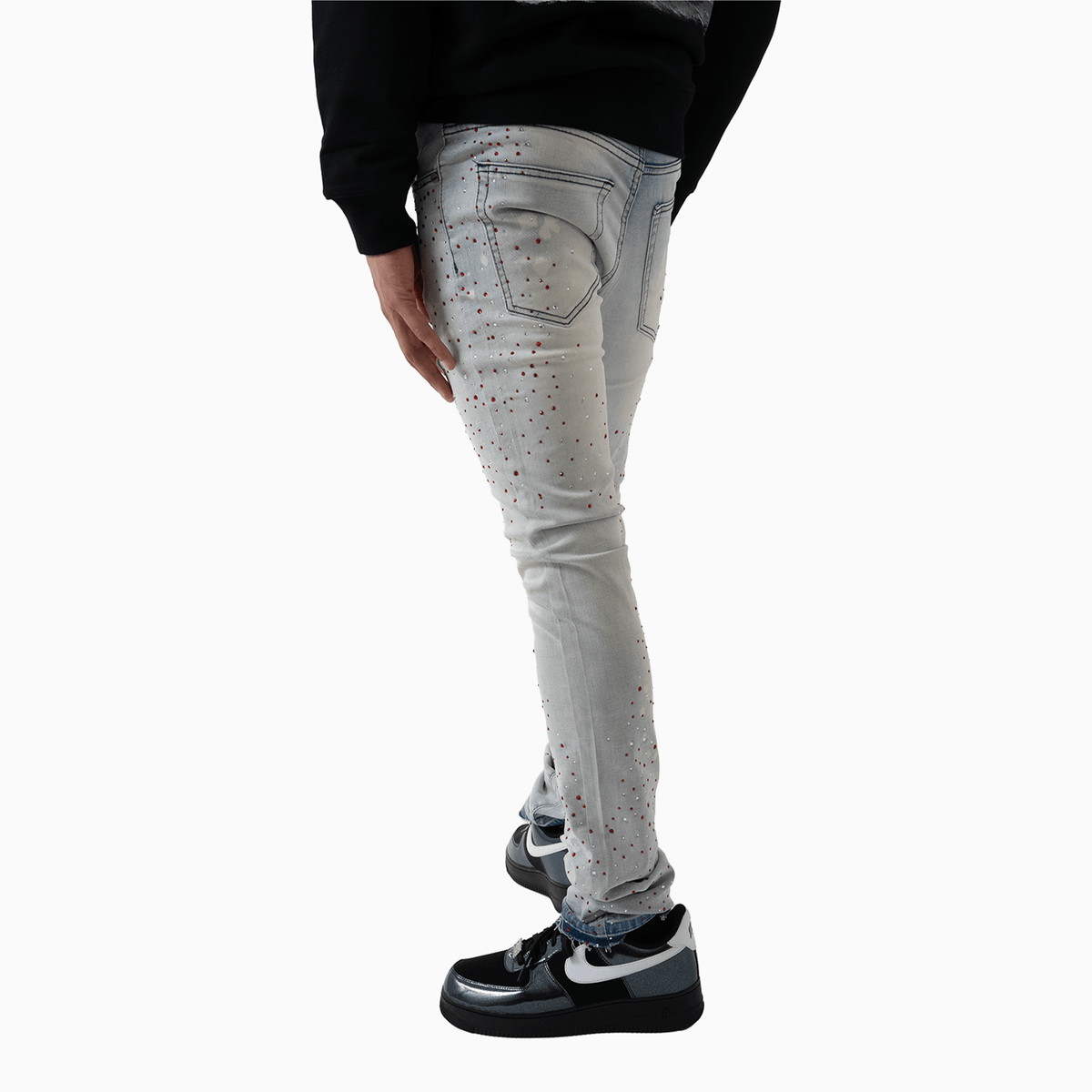 Men's Wash Denim With Pink Stone Pant Denimicity - Tops and Bottoms USA
